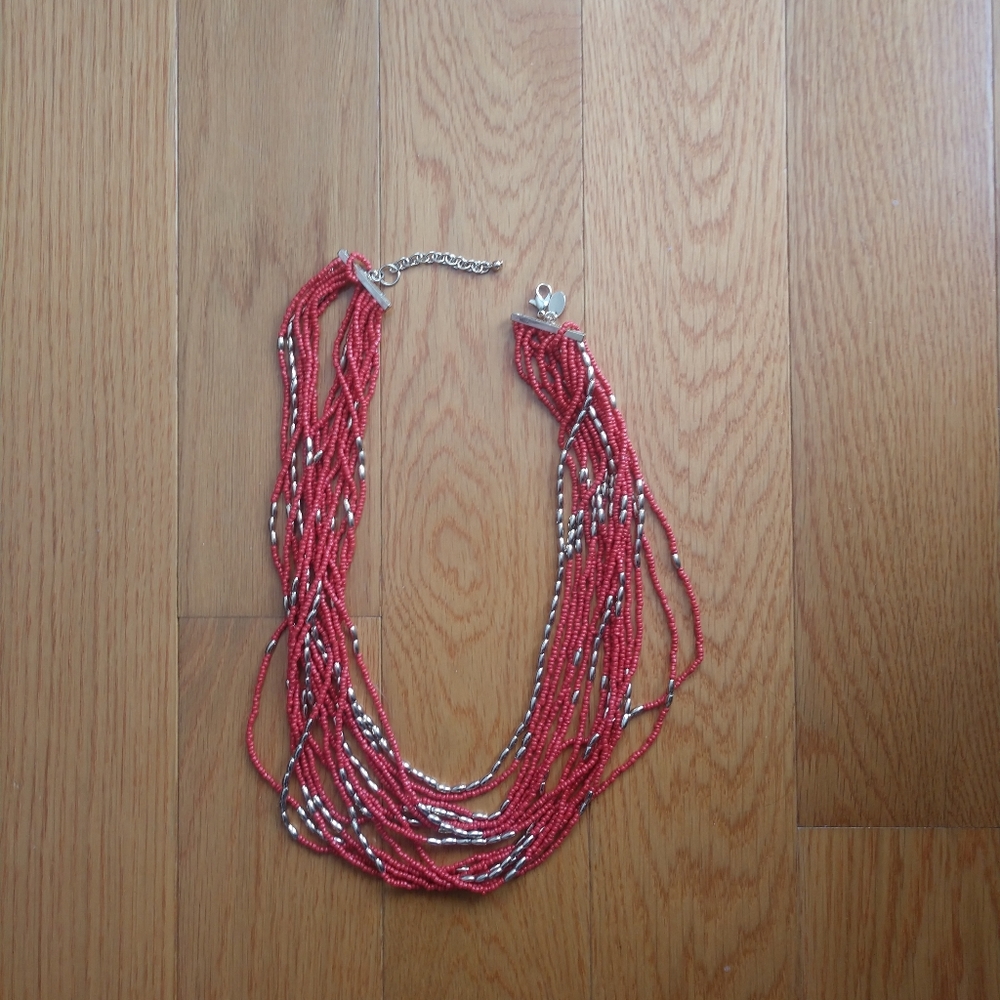 Red and Gold Seed Bead Necklace